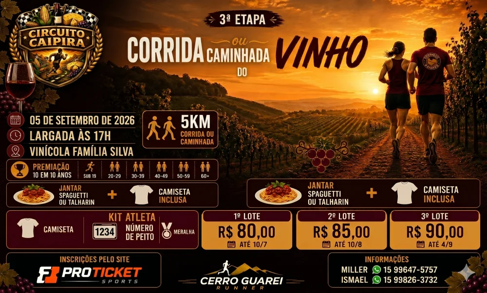 Imagem do evento 3ª Etapa Corrida ou Caminhada do Vinho